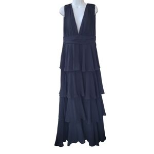 New LULU'S Black Amazing Evening Tiered Maxi Dress Size XL
